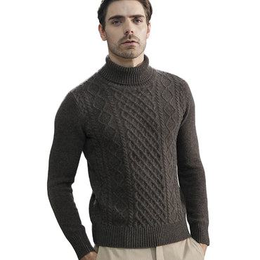 Fashion TurtleNeck Men's Knitted Sweaters Cashmere Sweater 100% Merino Wool Thick Knit Pullover Winter Fall Male Jumper Clothing