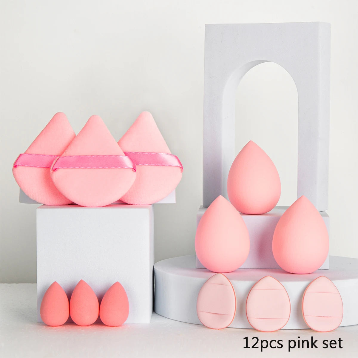 Makeup Brushes and Sponges Set, Pink Makeup Puff, Headband, Wristband Remover , 8-16mm DIY Eyelash Extension Kit makeup tool