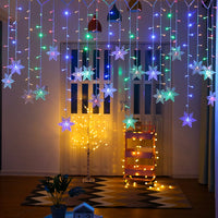 Christmas Decor Snowflake Window Curtain Garlands Led Icicle Fairy Lights  Outdoor Garland for Home Party Garden New Year Decor