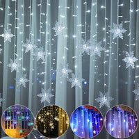 Christmas Decor Snowflake Window Curtain Garlands Led Icicle Fairy Lights  Outdoor Garland for Home Party Garden New Year Decor