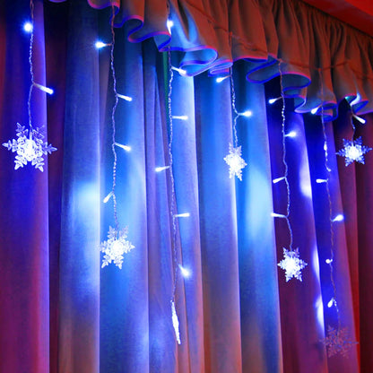 Christmas Decor Snowflake Window Curtain Garlands Led Icicle Fairy Lights  Outdoor Garland for Home Party Garden New Year Decor