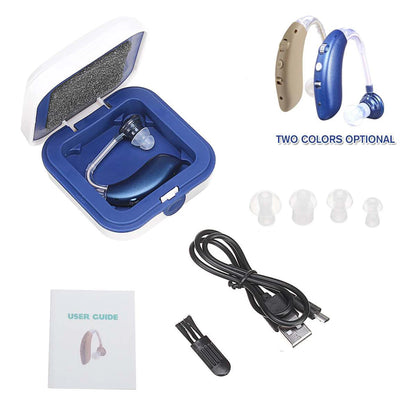 2025 Best Mini Rechargeable Audifonos BTE Hearing Aids Adjustable Tone Sound Amplifier Portable Deaf Elderly digital Hearing Aid