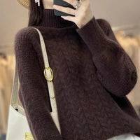 Fashion Cashmere Turtleneck Sweater Women 2024 New Autumn Winter Pullover Jumper Pull Femme Streetwear Casual Knitted Sweater
