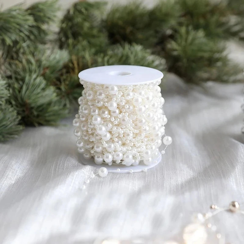 10M/Roll Pearl Chain Christmas Decorations Christmas Tree Pendant for Home Room Decor Party New Year DIY Gift Ornament Accessory