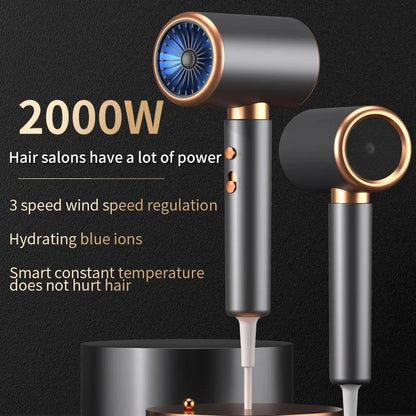 Salon Hair Dryer 2000W Professional Hot Cold Air Brush Negative Ionic Blow Dryer Strong Power 5th GearHairdryerblowdryerwithcomb