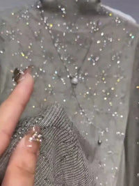 Luxury Style Diamonds Hot Drilling Turtleneck Slim Fit Gray Sweater for Women Autumn/Winter Knitwear Bottoming Pullovers Femme