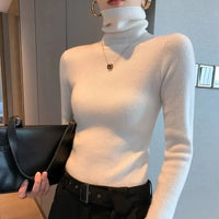 2025 Classic Turtleneck Solid Color Sweater Autumn New Korean Style Long Sleeved Slim Fit Sweater Fashion Knitted Primershirt