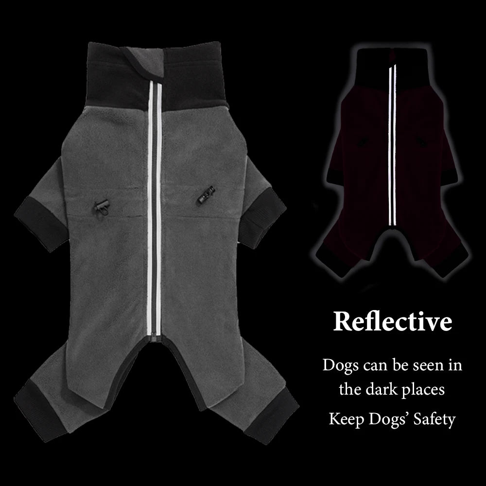 Winter Fleece Overalls for Small Dogs Closed Stomach Warm Dog Clothes Soft Pet Coat Jumpsuit for Male Female Dogs Cuttable Belly