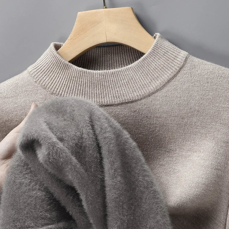 Half Turtleneck Knitwear Sweater New Autumn/Winter Mock Neck Sweatshirts Solid Color Pullovers Man Brand Casual Mens Clothing