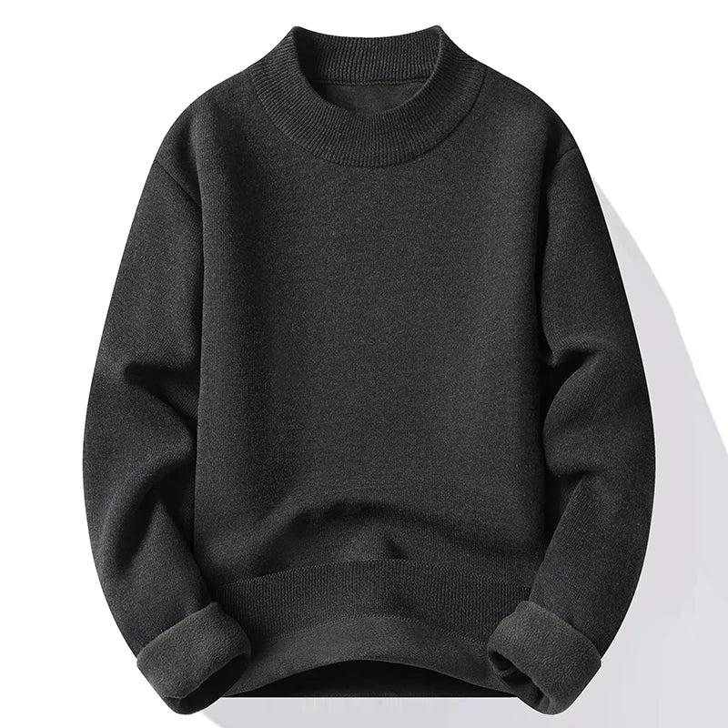 Half Turtleneck Knitwear Sweater New Autumn/Winter Mock Neck Sweatshirts Solid Color Pullovers Man Brand Casual Mens Clothing