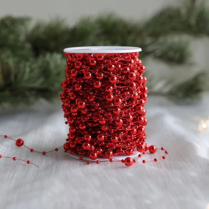 10M/Roll Pearl Chain Christmas Decorations Christmas Tree Pendant for Home Room Decor Party New Year DIY Gift Ornament Accessory