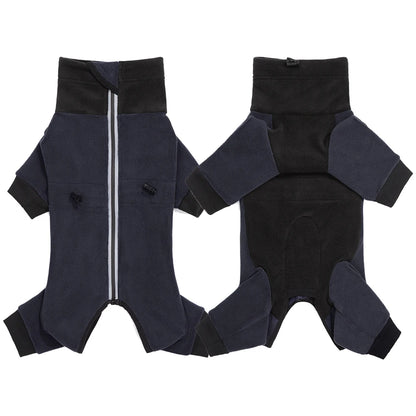 Winter Fleece Overalls for Small Dogs Closed Stomach Warm Dog Clothes Soft Pet Coat Jumpsuit for Male Female Dogs Cuttable Belly