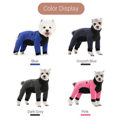 Winter Fleece Overalls for Small Dogs Closed Stomach Warm Dog Clothes Soft Pet Coat Jumpsuit for Male Female Dogs Cuttable Belly