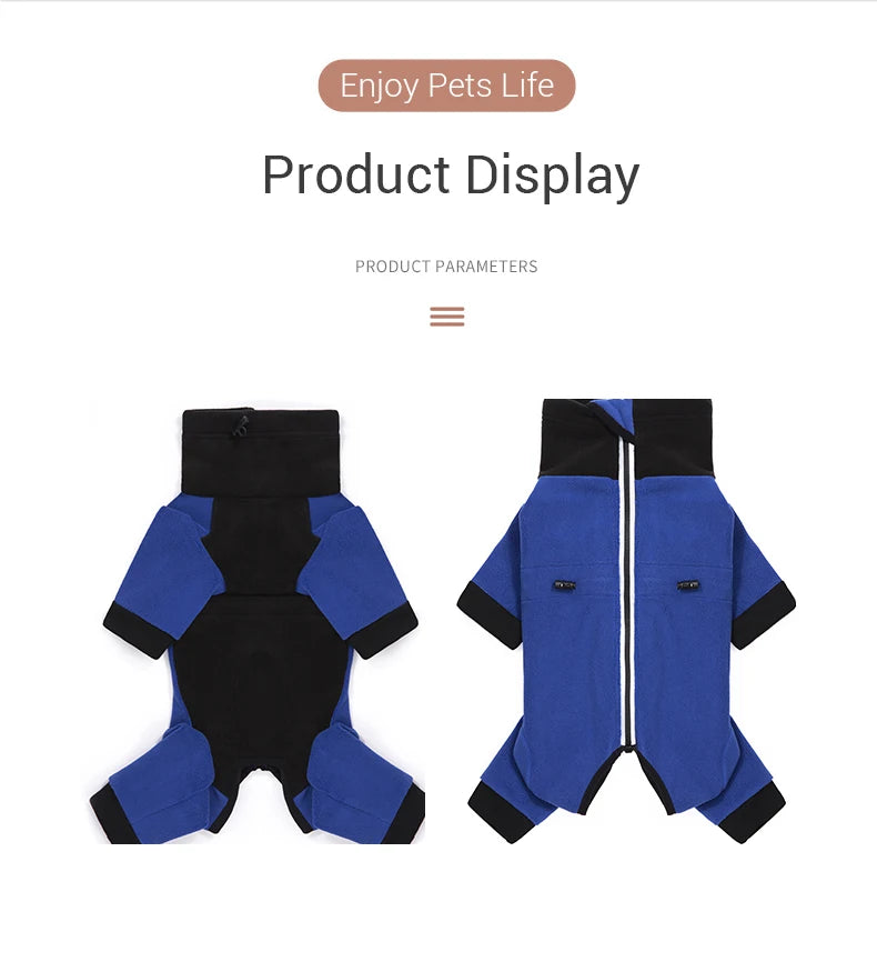 Winter Fleece Overalls for Small Dogs Closed Stomach Warm Dog Clothes Soft Pet Coat Jumpsuit for Male Female Dogs Cuttable Belly