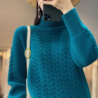 Fashion Cashmere Turtleneck Sweater Women 2024 New Autumn Winter Pullover Jumper Pull Femme Streetwear Casual Knitted Sweater