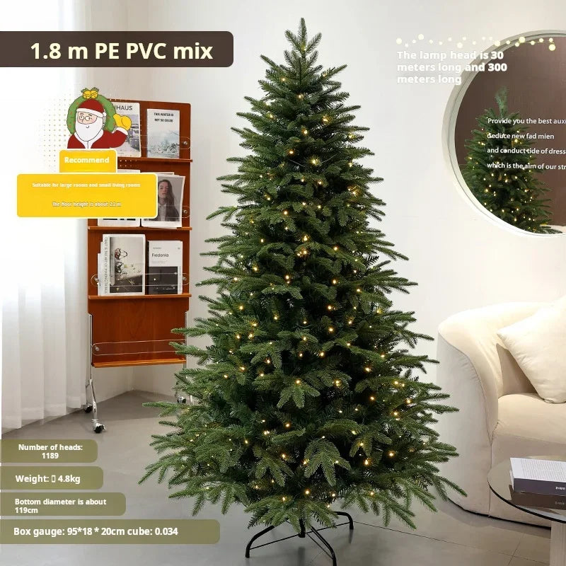 Pre-Lit Mixed PVC Christmas Tree – Dense Branches, LED Lights, Large Holiday Xmas Tree for Home Christmas Decoration