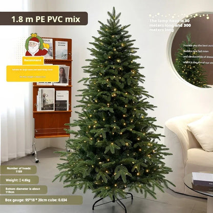 Pre-Lit Mixed PVC Christmas Tree – Dense Branches, LED Lights, Large Holiday Xmas Tree for Home Christmas Decoration