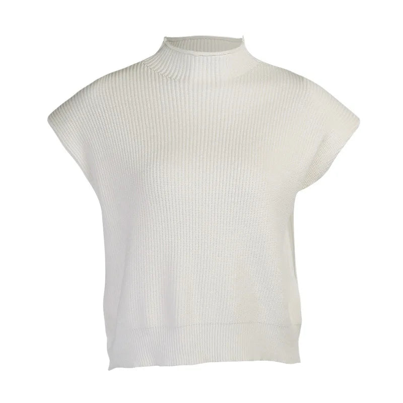 Turtleneck Knitted Sweater Vest Women's Sleeveless Top Soft Cozy Chic Outfit