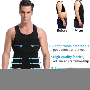 Men's Slimming Body Shapewear Corset Vest Shirt Compression Abdomen Tummy Belly Control Slim Waist Cincher Underwear Sports Vest