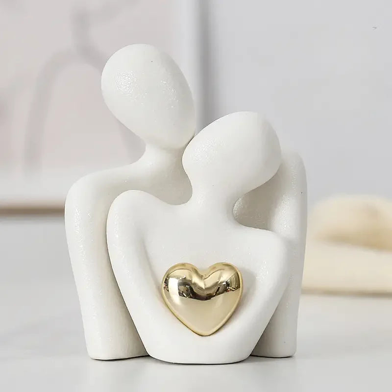 1 Pair Romantic Ceramic Love Embrace Figurines, Earthenware Couple Set, Indoor Decor for Bedroom, Valentine'S Day Festival Gift