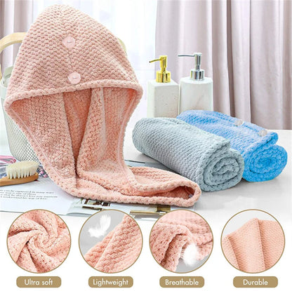Dry Hair Cap Drying Hair Towel  Microfiber Hair Drying Wrap Strong Water Absorbent Triangle Shower Hat Wiping Hair Towel Tool