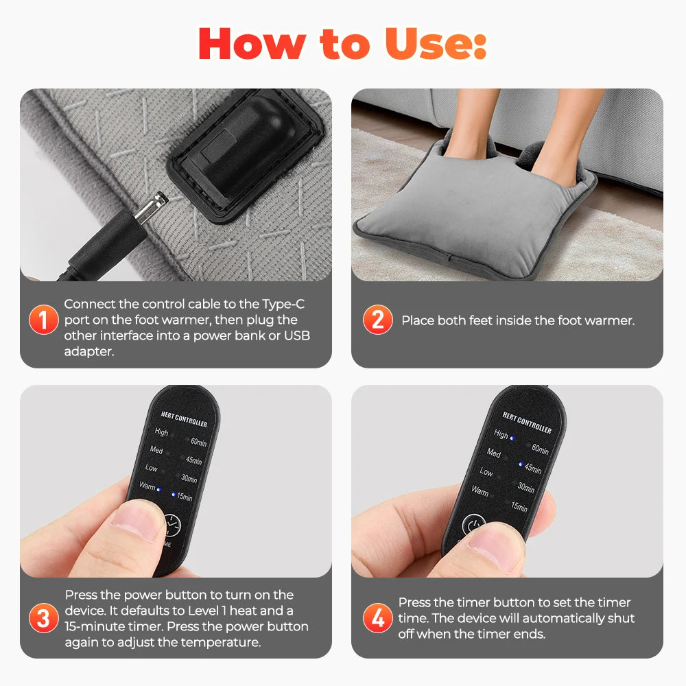 USB Winter Electric Foot Heating Pad Under Desk Household Foot Warmer Heater Soft Plush Foot Warming Thermostat Mat Warm Pad