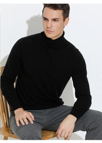 Turtleneck Men Pullover Cashmere Cotton Blend Knitted Sweater 2025 Autumn Winter  Daily Basic Warm Turtle Neck Jumper Pull Homme
