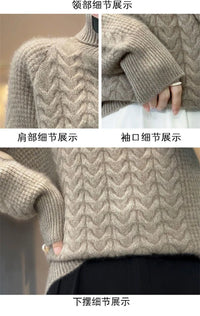 Fashion Cashmere Turtleneck Sweater Women 2024 New Autumn Winter Pullover Jumper Pull Femme Streetwear Casual Knitted Sweater