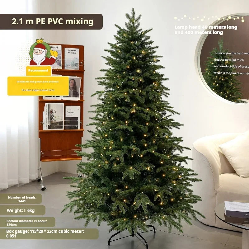 Pre-Lit Mixed PVC Christmas Tree – Dense Branches, LED Lights, Large Holiday Xmas Tree for Home Christmas Decoration