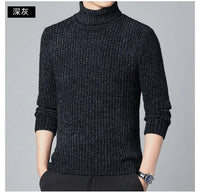 New Casual Men's Turtleneck Sweater in Winter Knitted Trendy High-end Thickened Slim Base Warm