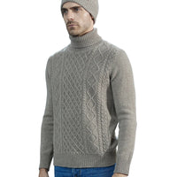 Fashion TurtleNeck Men's Knitted Sweaters Cashmere Sweater 100% Merino Wool Thick Knit Pullover Winter Fall Male Jumper Clothing