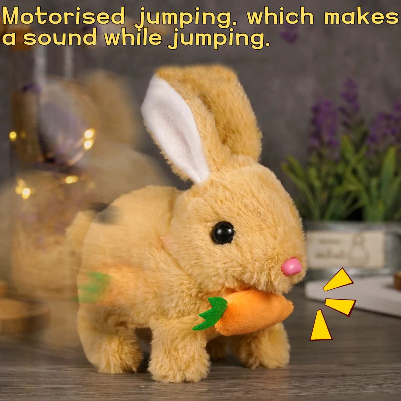 Cute Electric Rabbit Interactive Plush Toys Bunny With Carrot Walking Wiggle Ears Wag Tail Stuffed Peluche Doll Birthday Gifts