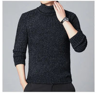 New Casual Men's Turtleneck Sweater in Winter Knitted Trendy High-end Thickened Slim Base Warm