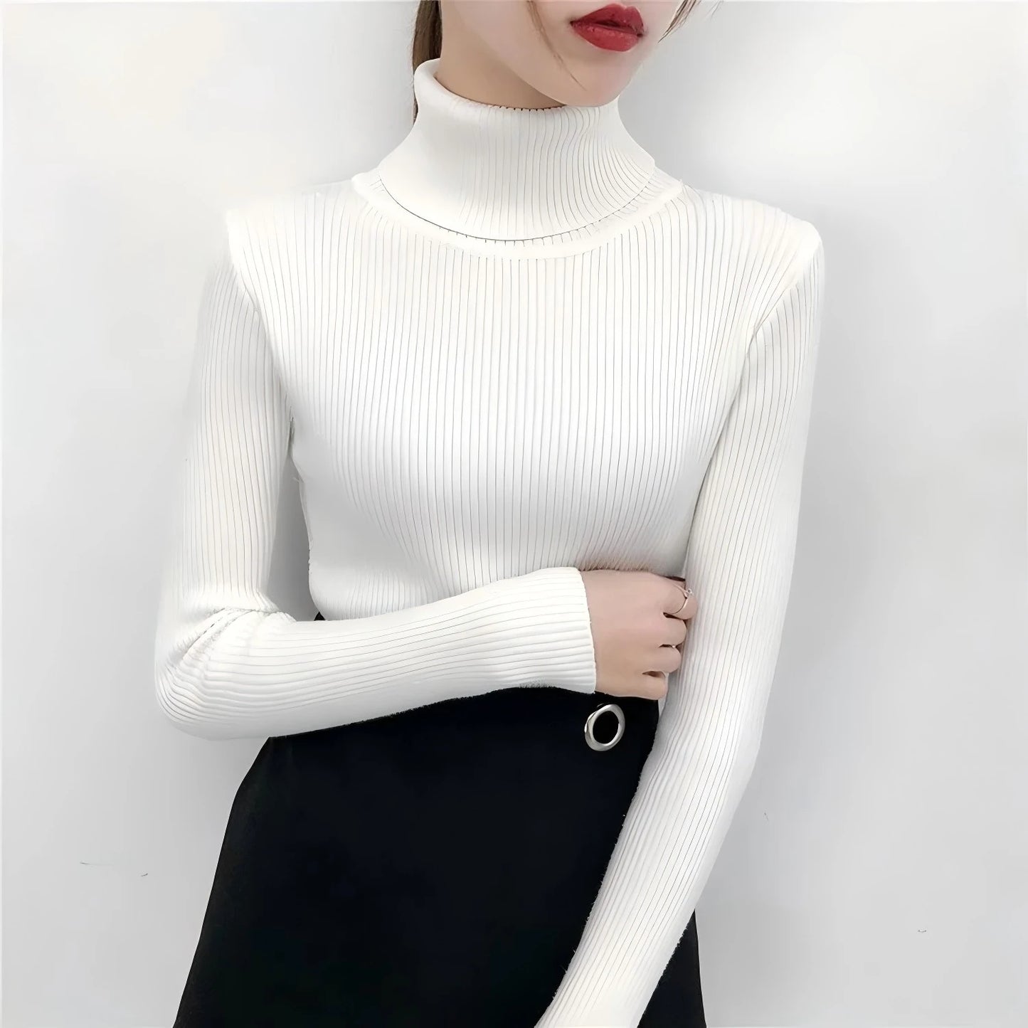 Women Sweater Pullover Winter Knitted Turtleneck Long Sleeve Slim Jumper Tops 2024 Ladies Casual Shirts Soft Warm Y2K Clothing