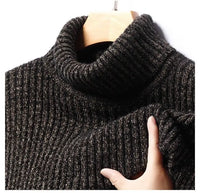 New Casual Men's Turtleneck Sweater in Winter Knitted Trendy High-end Thickened Slim Base Warm