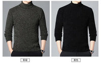 New Casual Men's Turtleneck Sweater in Winter Knitted Trendy High-end Thickened Slim Base Warm