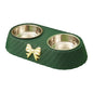 1PC Pet Pet Dog and Cat Food Bowls Bowtie Dog Food Drinking Double Bowl Pet Supplies