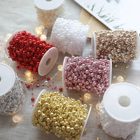 10M/Roll Pearl Chain Christmas Decorations Christmas Tree Pendant for Home Room Decor Party New Year DIY Gift Ornament Accessory