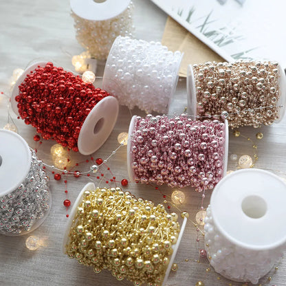 10M/Roll Pearl Chain Christmas Decorations Christmas Tree Pendant for Home Room Decor Party New Year DIY Gift Ornament Accessory