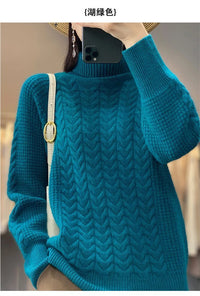 Fashion Cashmere Turtleneck Sweater Women 2024 New Autumn Winter Pullover Jumper Pull Femme Streetwear Casual Knitted Sweater