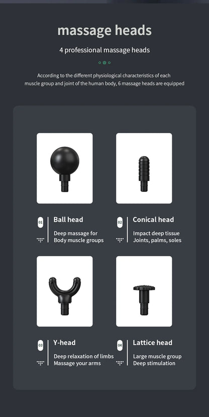 Massage Gun Portable Percussion Pistol Massager For Body Neck Deep Tissue Muscle Relaxation Gout Pain Relief Fitness