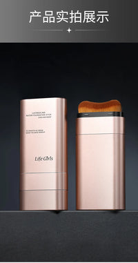 LIFE GIRLS Water Cream Foundation Stick 2-in-1 w/Brush｜Buildable Dewy Glow｜Korean Glass Skin Makeup｜Long Lasting & Travel Friend