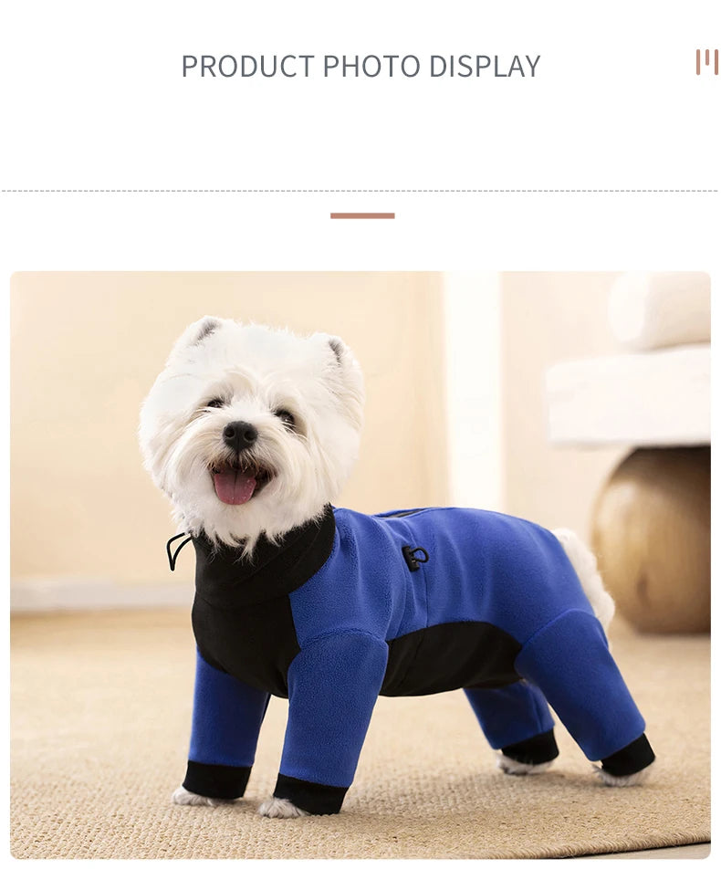 Winter Fleece Overalls for Small Dogs Closed Stomach Warm Dog Clothes Soft Pet Coat Jumpsuit for Male Female Dogs Cuttable Belly