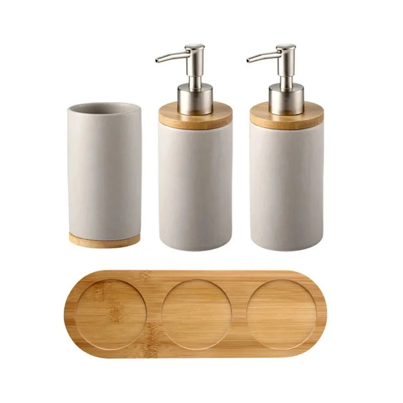 Ceramic Bathroom Accessories Set Fashion Soap Dispenser Toothbrush Holder Tumbler Ceramic Household Bathroom Product