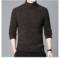 New Casual Men's Turtleneck Sweater in Winter Knitted Trendy High-end Thickened Slim Base Warm