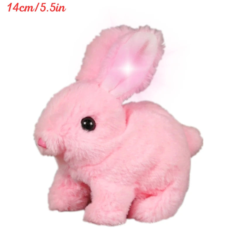 Cute Electric Rabbit Interactive Plush Toys Bunny With Carrot Walking Wiggle Ears Wag Tail Stuffed Peluche Doll Birthday Gifts