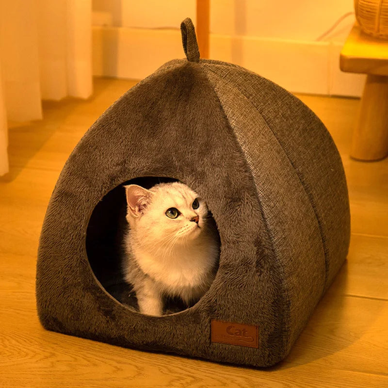 Winter Warm Cat Bed Comfortable Foldable Cat's House Plush Pet Soft Bed Sofa for Small Medium Dogs Cats Puppy Sleep Cushion Nest