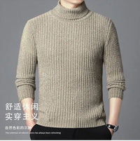 New Casual Men's Turtleneck Sweater in Winter Knitted Trendy High-end Thickened Slim Base Warm