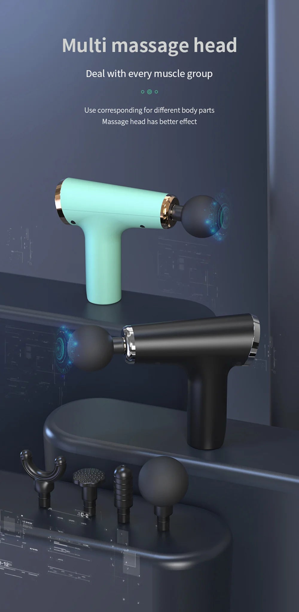 Massage Gun Portable Percussion Pistol Massager For Body Neck Deep Tissue Muscle Relaxation Gout Pain Relief Fitness