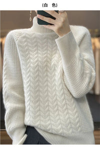 Fashion Cashmere Turtleneck Sweater Women 2024 New Autumn Winter Pullover Jumper Pull Femme Streetwear Casual Knitted Sweater